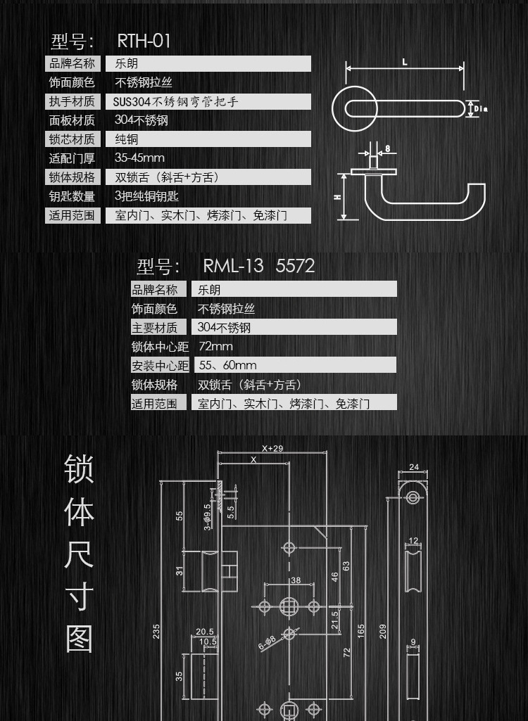 RTH-01 歐標(biāo)防火鎖沖壓空心把手