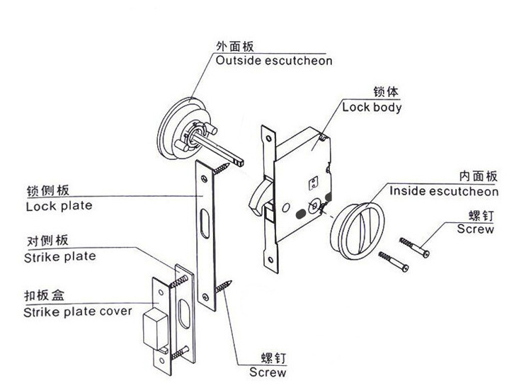 樂朗五金RSL-602ET 移門拉門方形鎖（帶鎖體鑰匙）