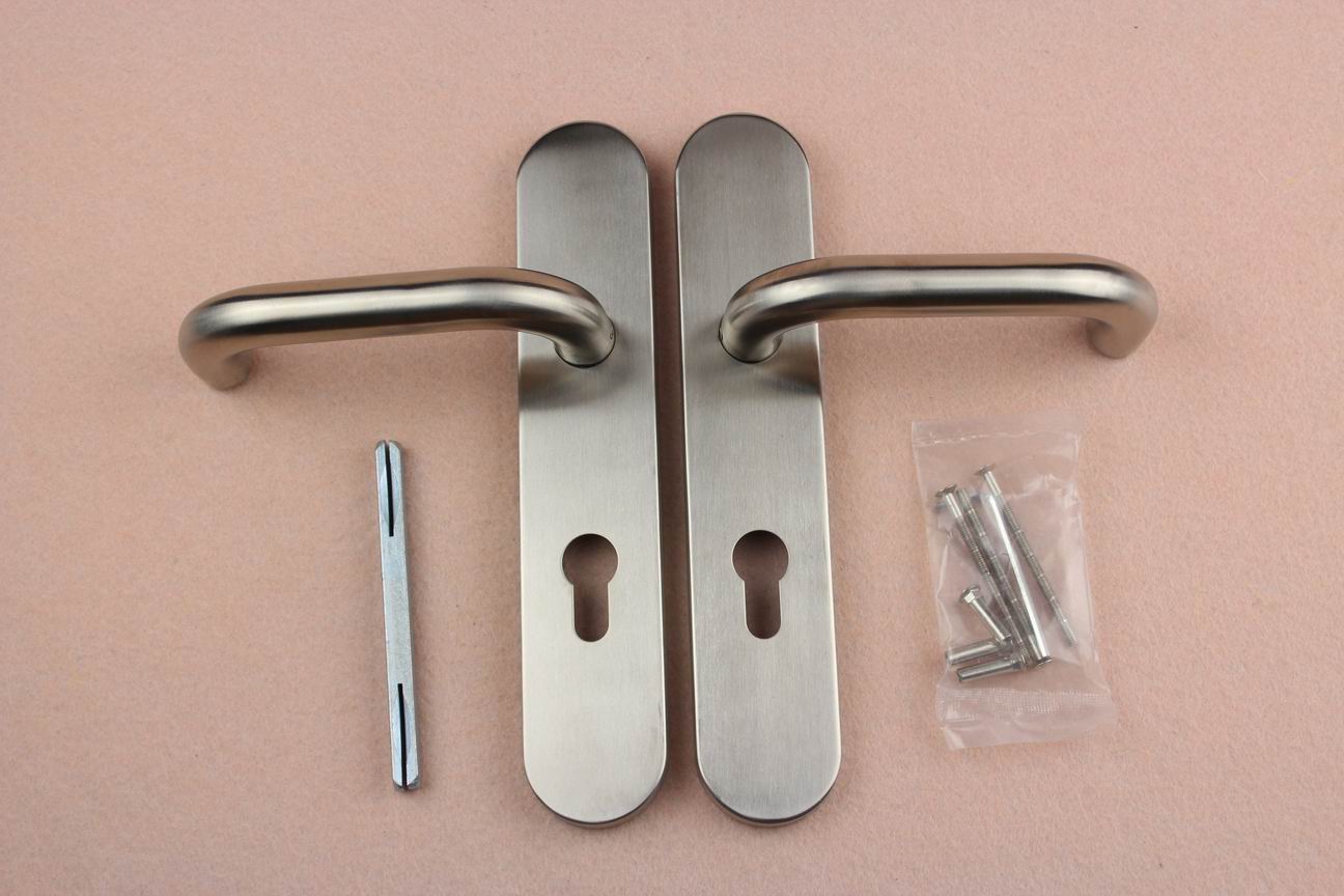 Stainless steel 304 grade U sharp tubular door handle lock with plate