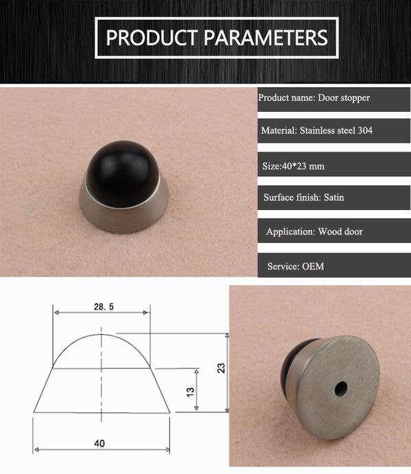 Invisible ground mount Stainless steel Wood Door Draft Stopper with rubber